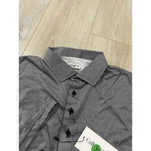 Collars and Co  Polo Geometric Houndstooth Black AOP Pattern Size XL